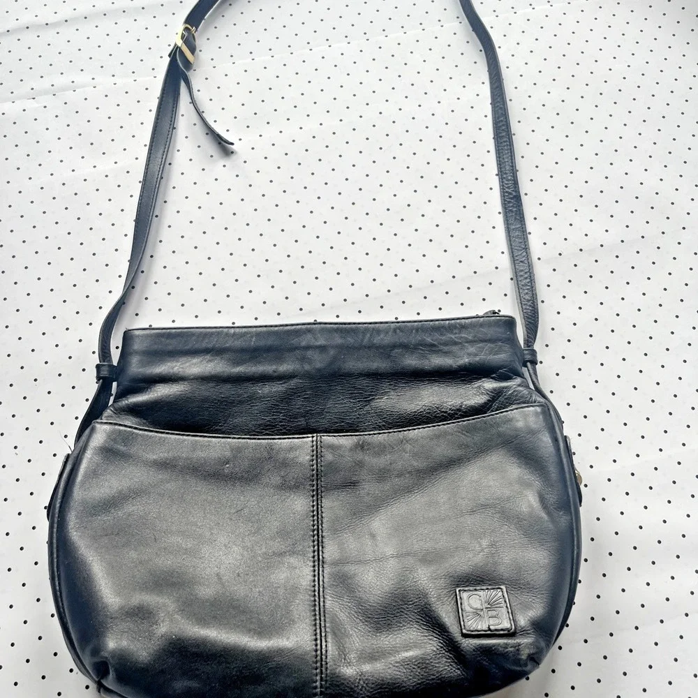 90s Minimalist Black Leather Shoulder Bag Quiet Luxury Slouchy Hobo